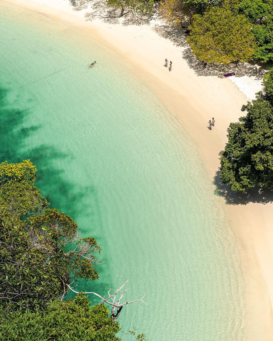 Phuket superyacht charter — secluded Andaman beach from above